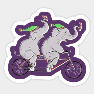 Elephant Pals on a Bike Sticker